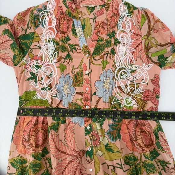 Soft Surroundings Bellicia Floral Embroidered Midi Dress Women's Size Large Pink - Picture 9 of 10